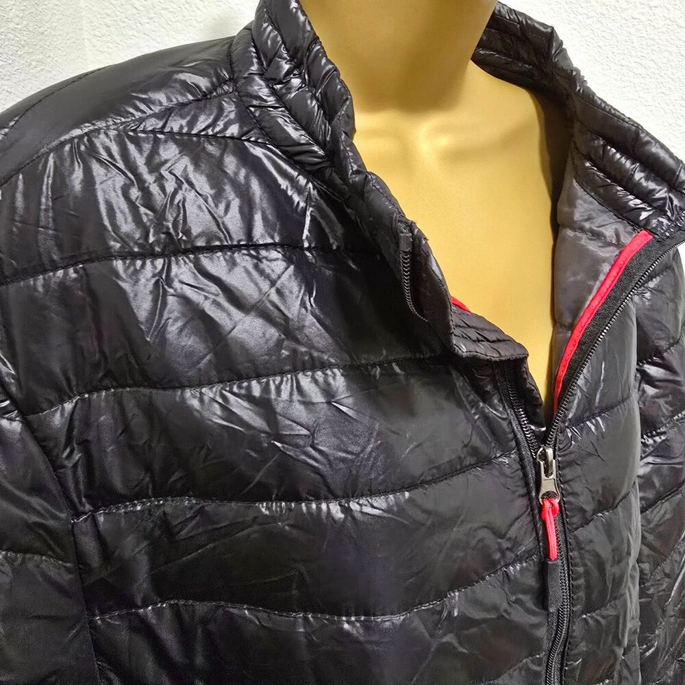 Swiss Cross Quilted Thermal Puffer Jacket Mens XL Utility Black Logo Gorpcore